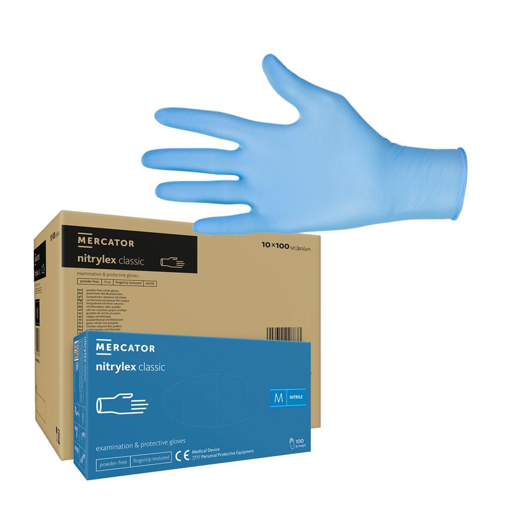 Nitrile Gloves Blue Mercator Nitrylex Classic 100 Pieces Carton 10 Pack