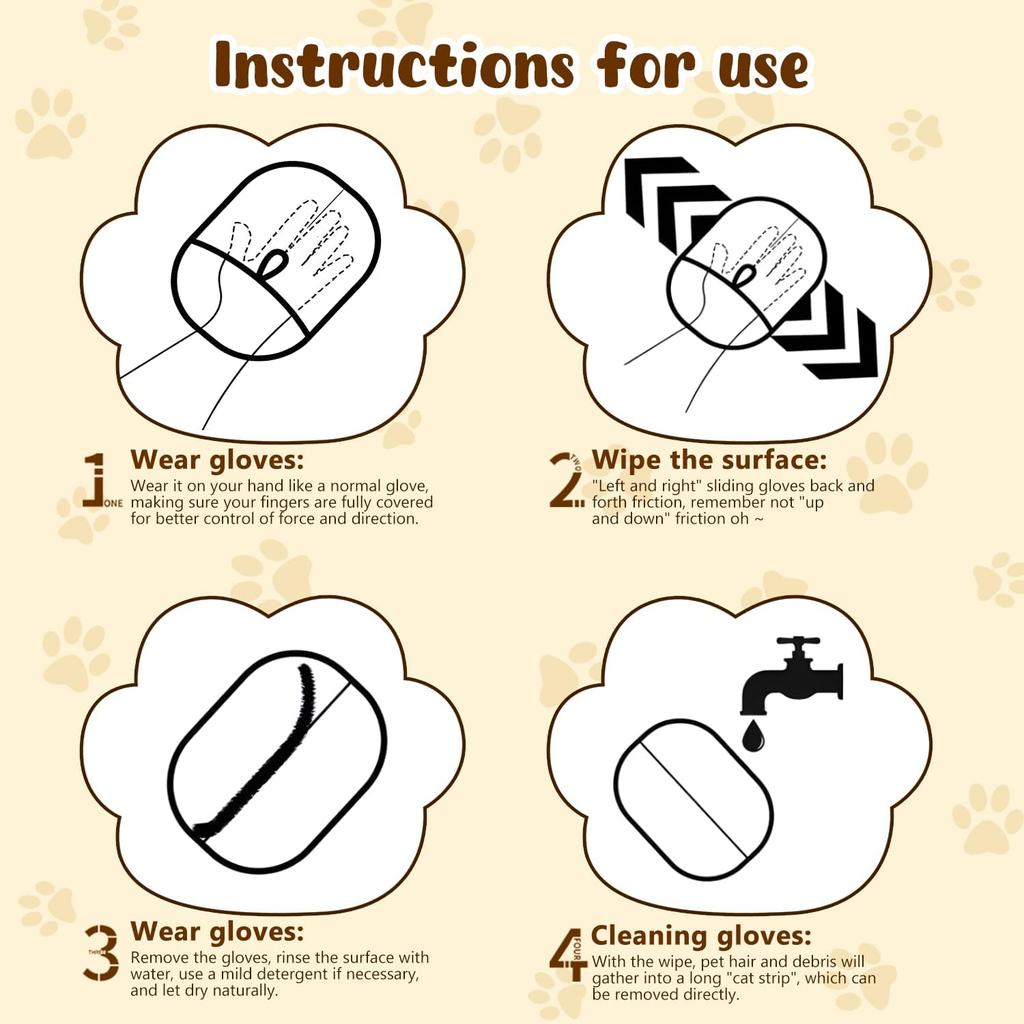 Dropshipping Two-Way Large Efficient Pet Hair Removal Gloves Electrostatic Double-Sided Reusable Washable Pet Grooming Gloves
