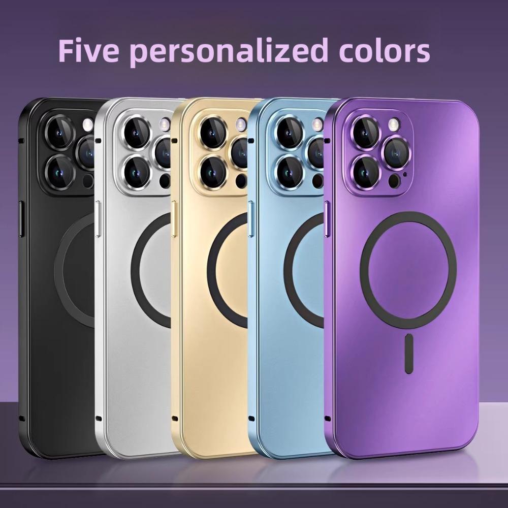 Магнитный металлический каркас Чехол для телефона для iPhone 18 Pro Max 16 ПК Задняя панель Пленочная крышка для объектива
