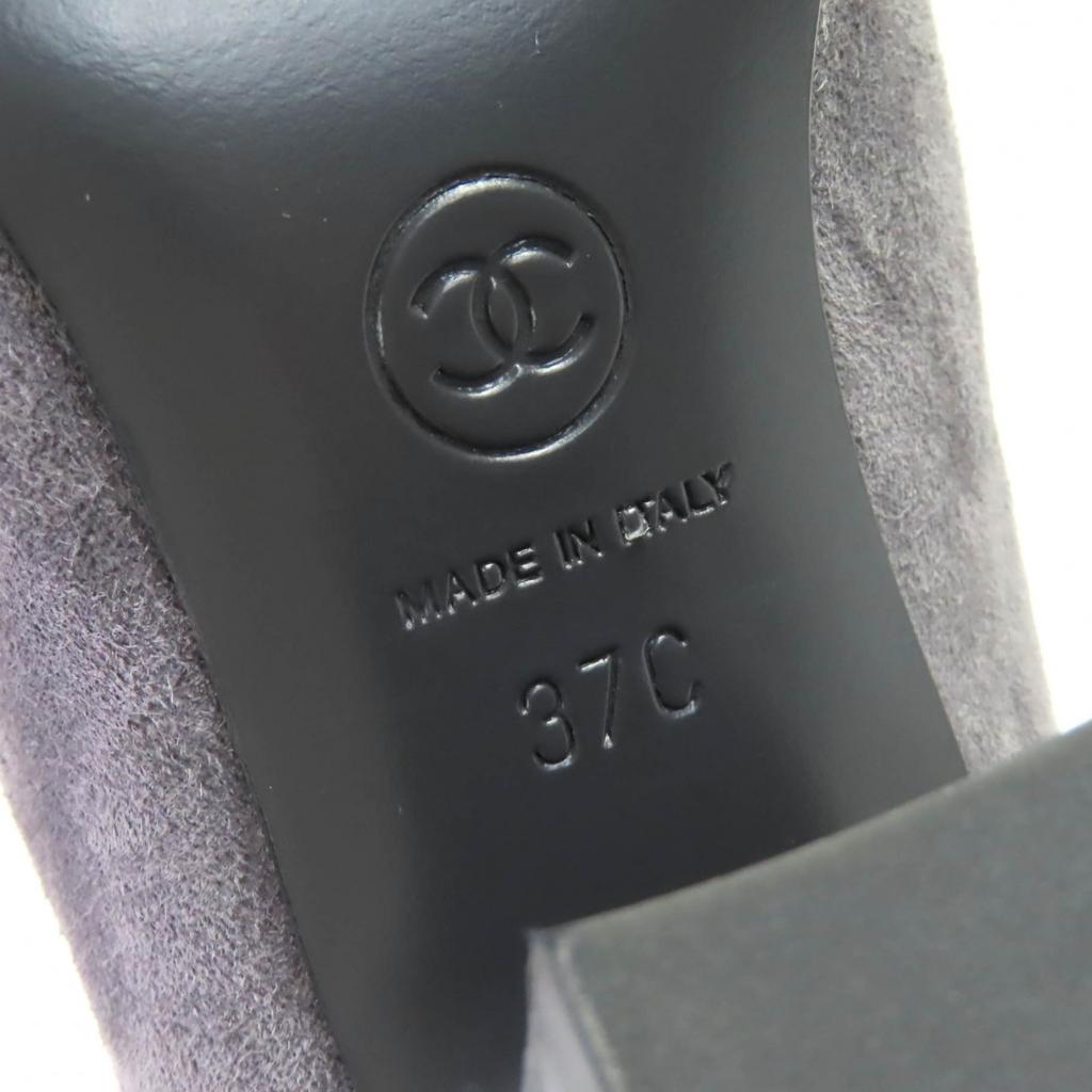 Excellent CHANEL Short Boots COCO Mark Suede Leather Ankle Boots Gray 37 G32213 Used