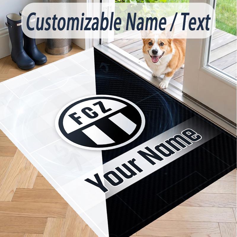 Custom Text Printed Rug FC Zürich Non Slip Floor Carpet For Home Room Decor