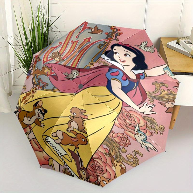Snow White and the Animals Automatic Opening and Closing Umbrella, Lightweight 3-Fold, With Cute Cartoon Characters, Suitable for Home, Outd