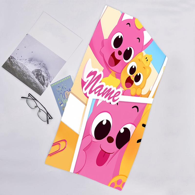 1pc Pinkfong Shark5 Beach Towel with Custom Name, Beach/Swimming/Bath/Picnic/Camping Towel, Suitable for Seaside Beaches