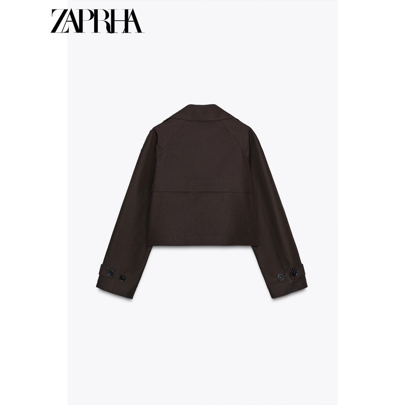 Zaprha 2025 Autumn New British Style Double Breasted Lapel Double Placket Short Trench coat Outerwear 3046259