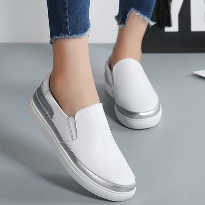 2024 Женские туфли на плоской подошве, кожаные туфли, женские повседневные модные мокасины, белые, серебристые, женские, мягкие, удобные туфли359