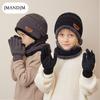 Children's Hats, Scarves and Gloves Three-piece Winter Baby Outdoor Velvet Warm Knitted Wool Hat