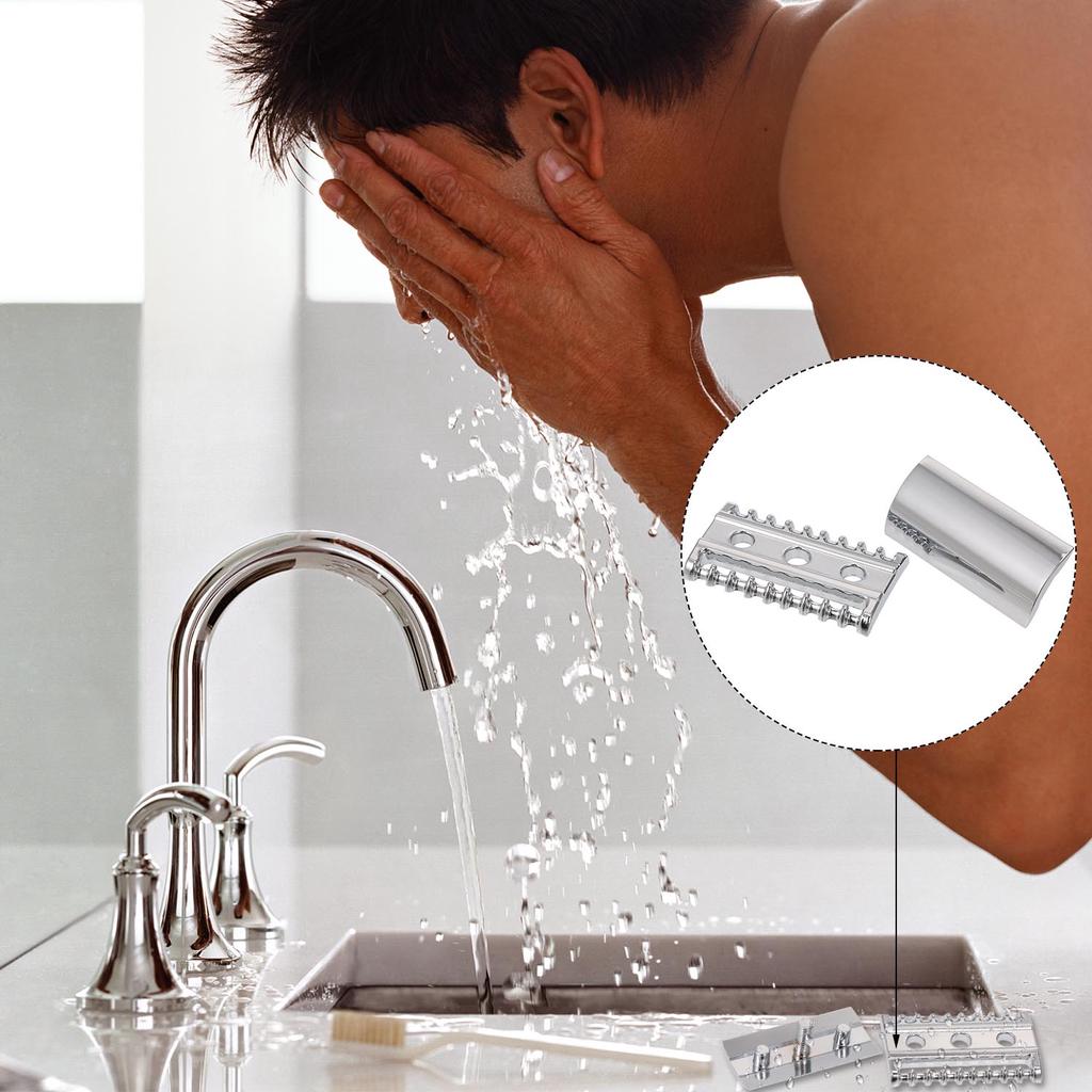 Безопасная бритва с двойным лезвием из нержавеющей стали с открытой гребенкой, головка безопасной бритвы для мужчин, инструмент для бритья бороды для парикмахера, для дома