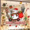 Window Beautification Supplies Cute Snowman Scooter Christmas Static Cling, Cartoon Merry Glass Waterproof Decorations Decal, Sticker for Home