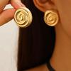 Stainless Steel Hammered Spiral Stud Earrings for Women Lady Classic Simplicity Gold Silver Color Earrings Banquet Jewelry Gifts