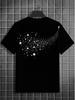 Easy Starry Sky Style! A Black Short-Sleeve T-Shirt with a Meteor And Star Print, a Perfect Gift