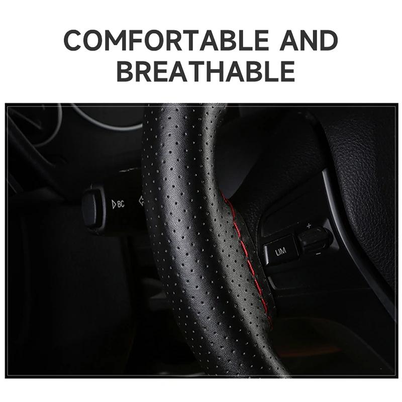 Car Steering Wheel Braid Cover With Needles And Thread Genuine Leather Steering Wheel Covers Diy Car Interior