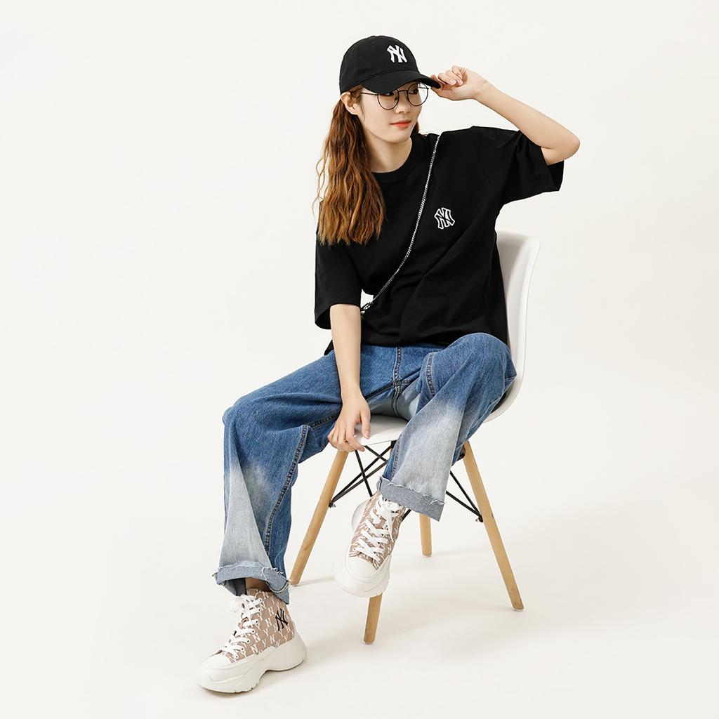 New MLB Set in Sleeve T Shirt Unisex Black 3ATSM8023-50BKS