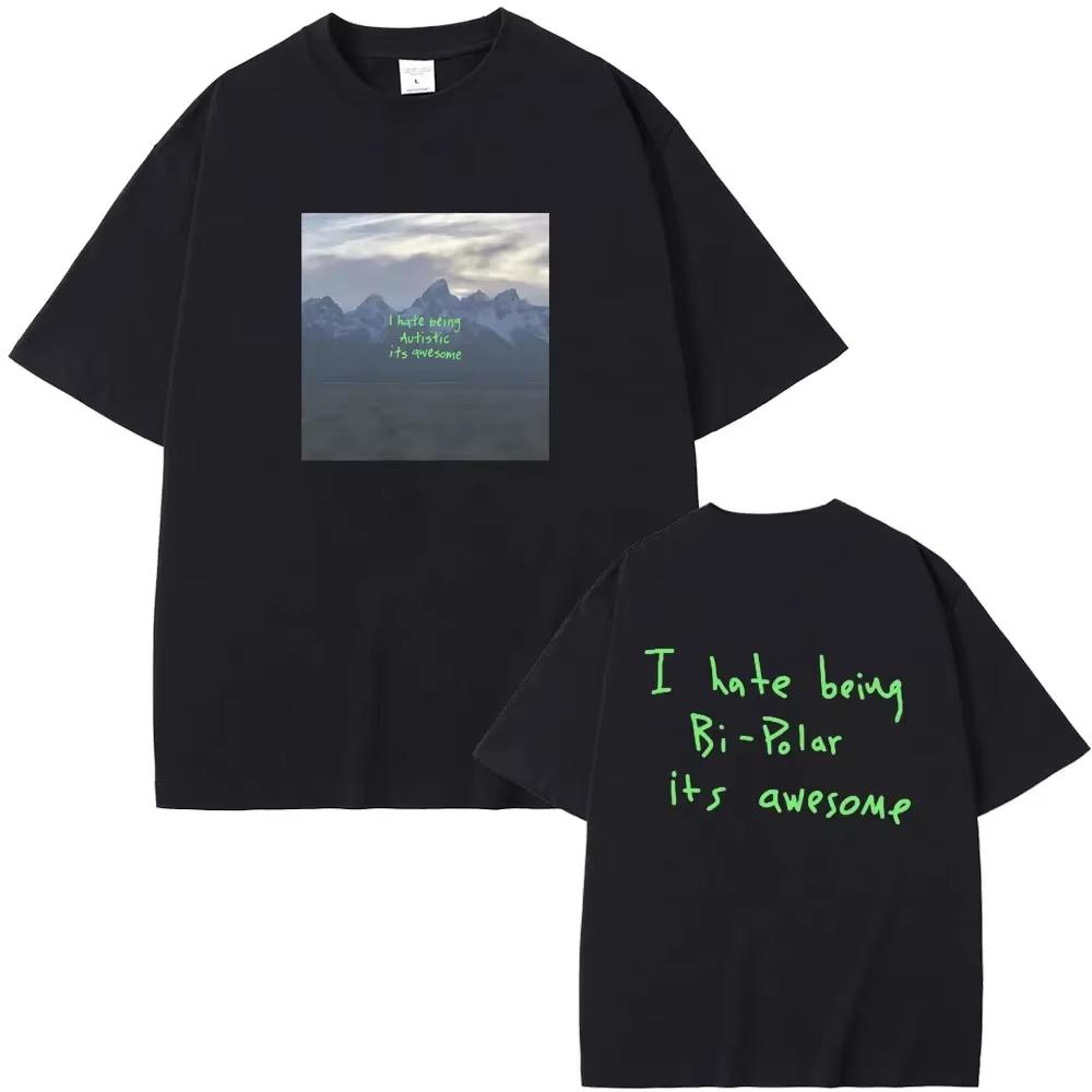 Kanye West “I Hate Being Bi‑Polar It's Awesome” Ye Album Graphic‑Print Unisex Hip‑Hop Crew‑Neck Women And Men T-Shirt