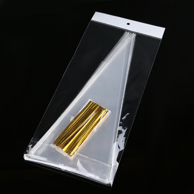 50pcs Clear Cellophane Packing Bag Transparent Cone Candy Bag For Wedding Birthday Party Favors Bag Christmas Popcorn Bags