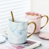 Pink/blue Nordic Style Coffee Mug Marbled Gold Rim Ceramic Mugs Household Breakfast Oatmeal Milk Tea Cup Couple Gifts Water Cups