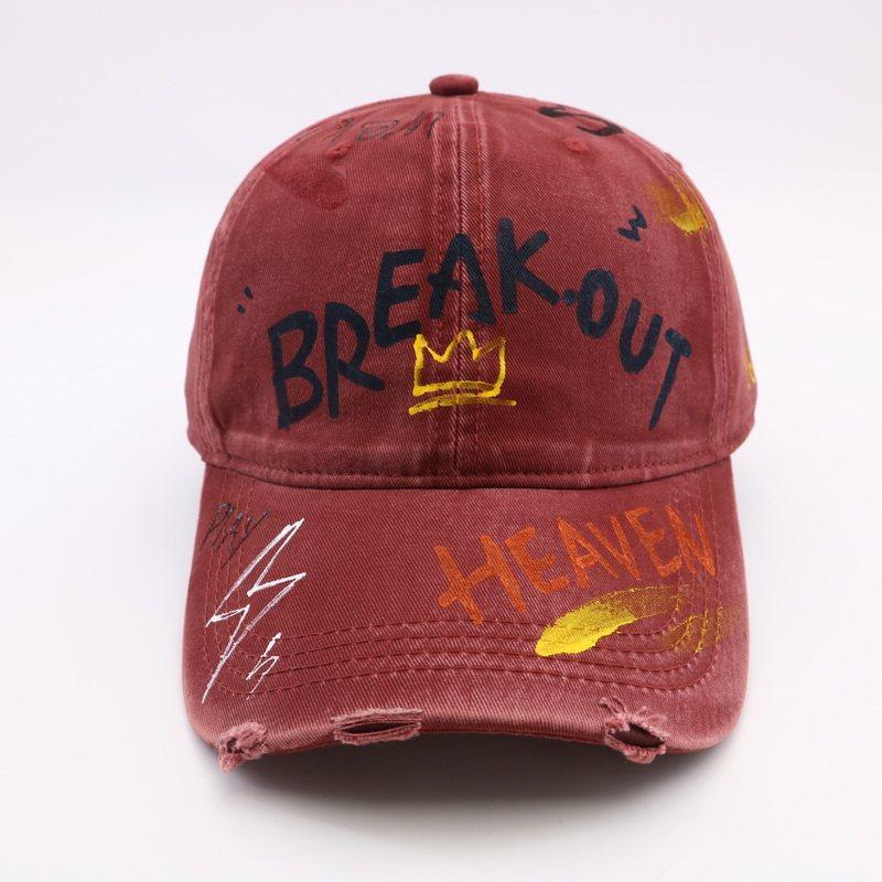 Fashion Hat Early Spring Hand-painted Graffiti Alphabet Edged Cap Personalized Outdoor Leisure Versatile Street Face Small Baseball Cap