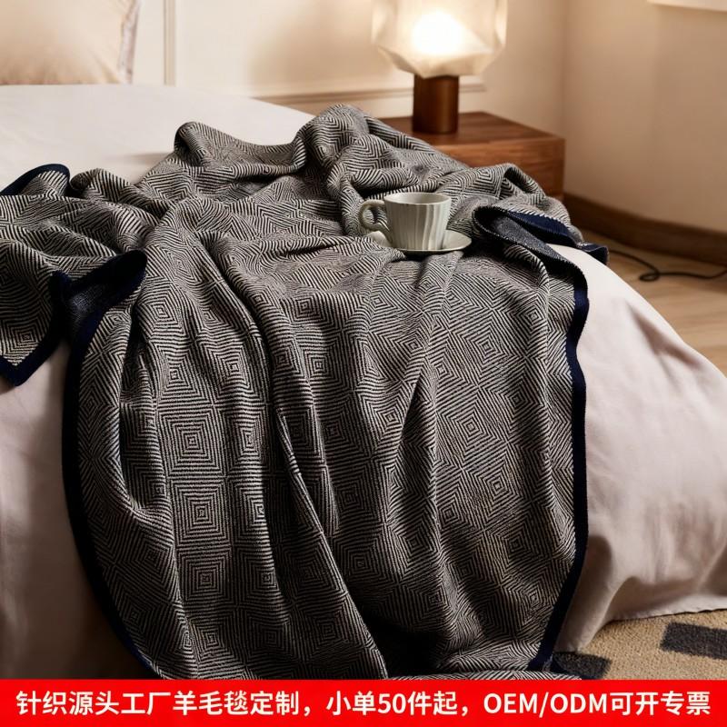 Premium Acrylic Throw Blanket Airplane First Class Office Sofa Car Travel Nap Use Stripe Lightweight Warm