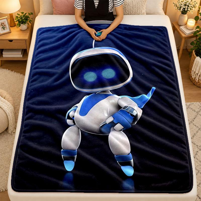 Flannel BlanketAstro Bot Warm Soft Throw Blanket for Indoor Sofa Bed Living Room Use