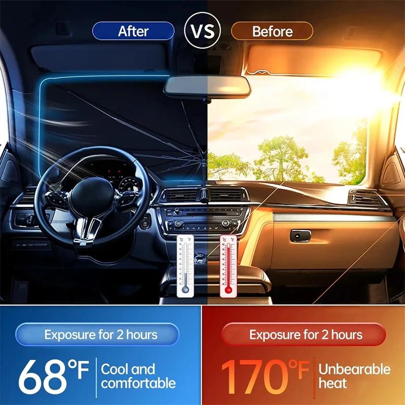 Складной автомобильный солнцезащитный зонт, теплоизоляция, защита от солнца на лобовое стекло, аксессуар для автомобиля для летних путешествий