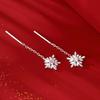 S999 Silver Snowflake Tassel Ear Threads Light Luxury Earrings for Ear Healing Versatile Face Slimming Hoops