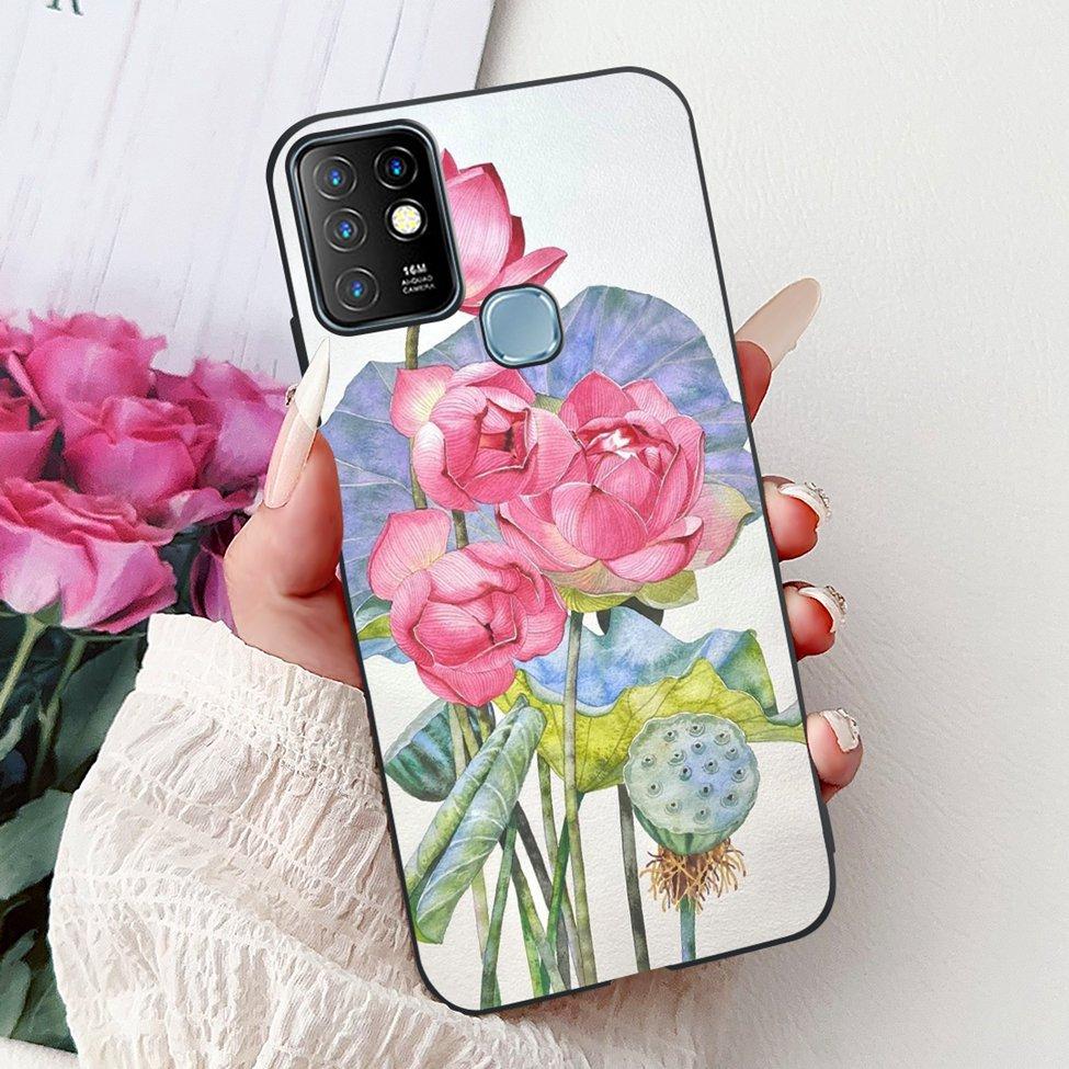 Для Infinix Hot 10 Чехол Силиконовый Милый Кот Модные Цветы Роскошная Расписная Задняя Крышка Для Чехла Телефона Inifnix Hot 10 X682B X682C