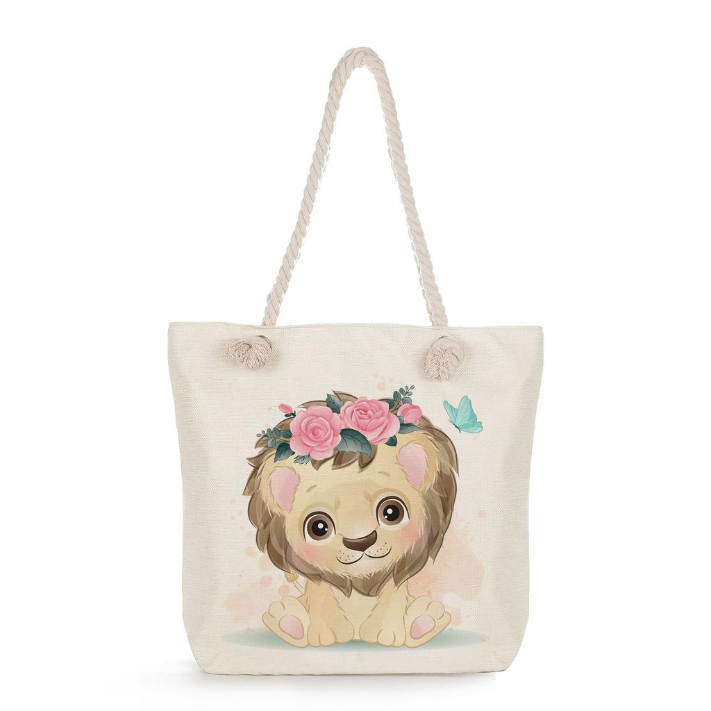 Animal print thick rope single-shoulder beach bag 7286 CLE