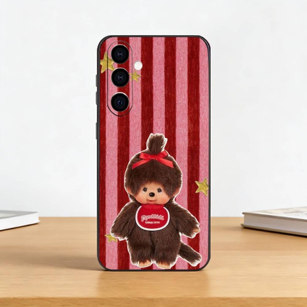 Cute M-Monchhichi Phone Case For Samsung Galaxy A73,A72,A71,A70,A53,A52,A51,Soft Silicone Black Cover
