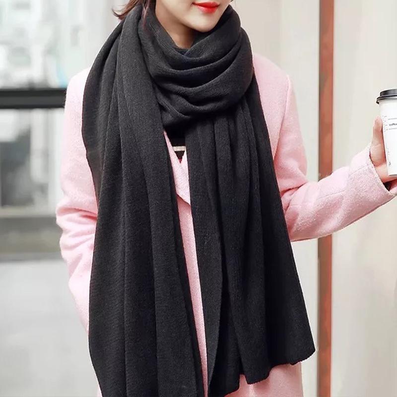 Autumn and Winter Korean Popular Solid Color Imitation Cashmere Knitted Yarn Scarf for Men and Women Versatile Scar