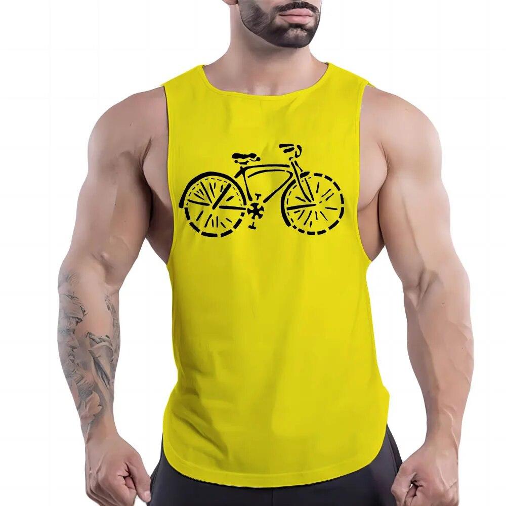 Summer Adult Men'S Outdoor Fitness Casual Sports Crew-Neck Vest Creative Bike 2d Print Breathable Quick-Drying Sleeveless Shirt