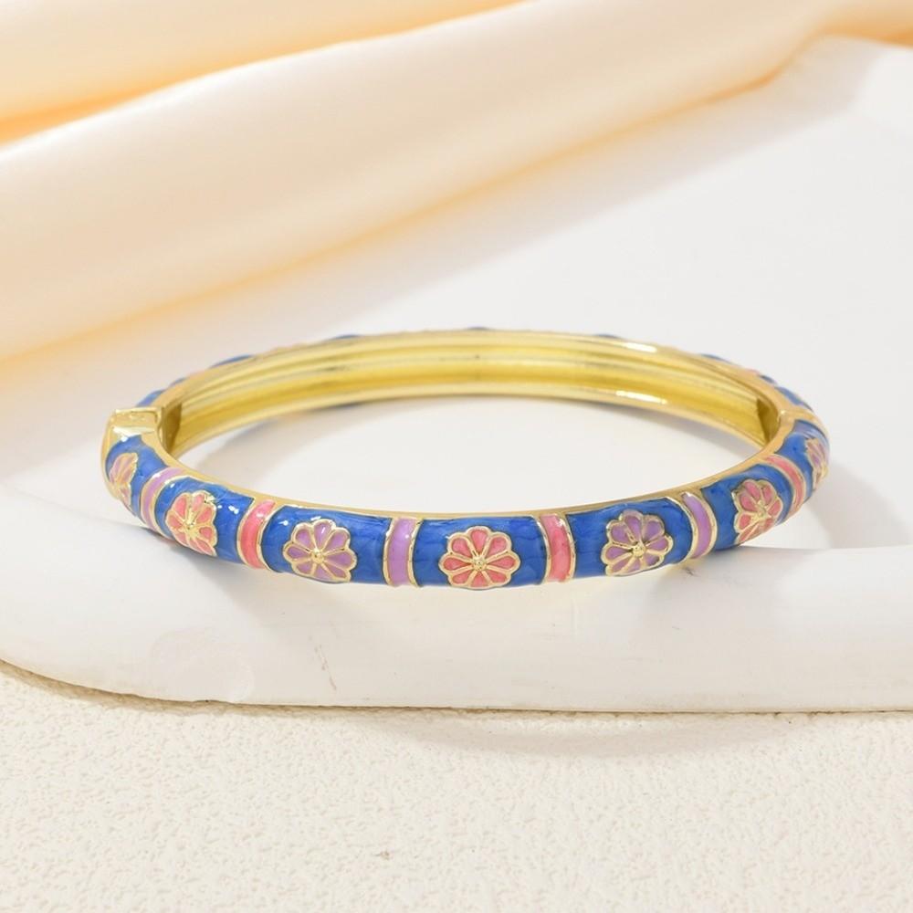 Браслет-цветок с лепестками Chinese Flower, эмалированный, с цветочным узором, женский, на руку, ювелирные изделия, подарки