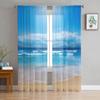 Beach Blue Sky White Clouds Spray Tulle Curtains for Living Room Drapes Window Sheer Modern Curtains for Bedroom Decor