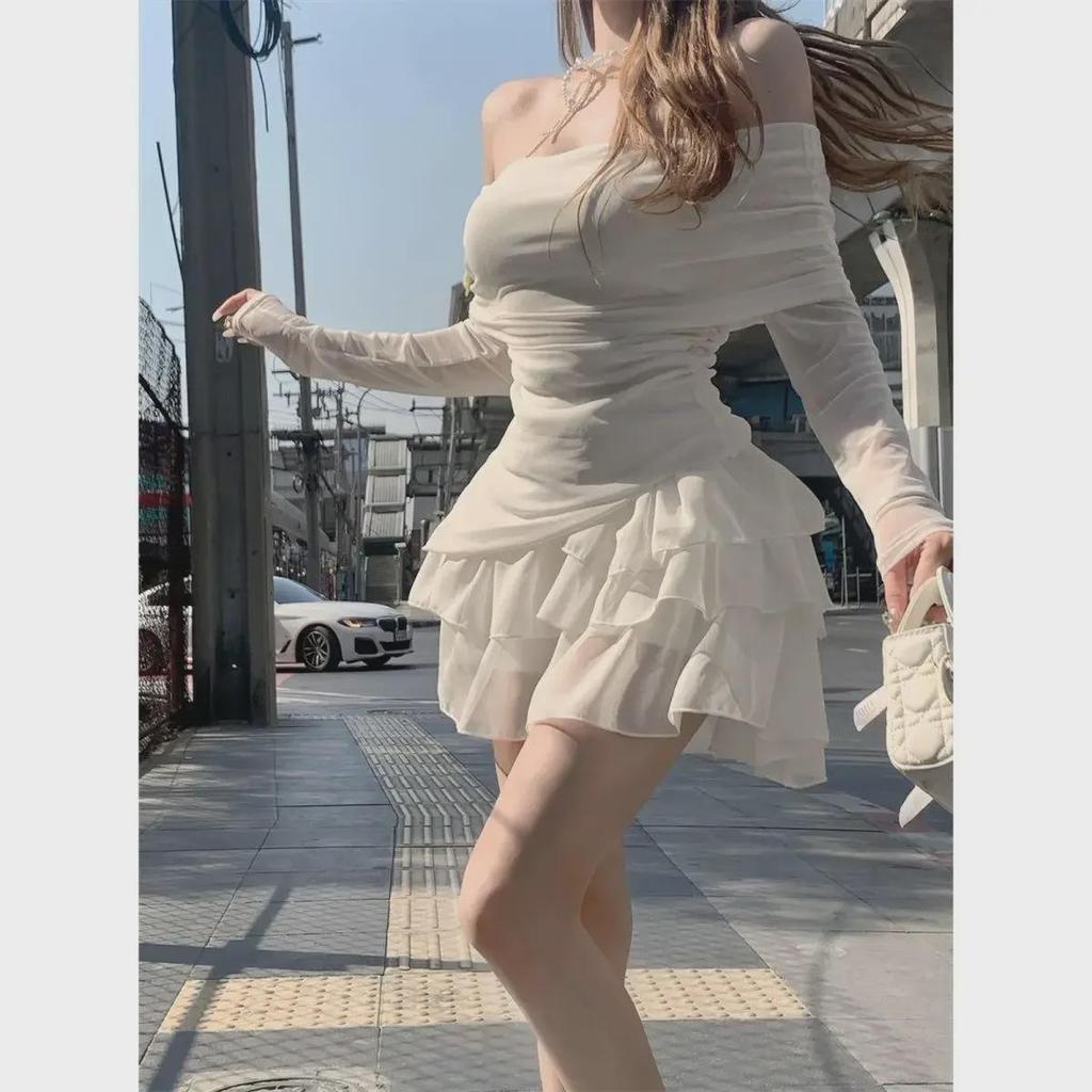 Футболка на одно плечо French Sweet & Spicy с юбкой-тортом, комплект из двух предметов для женщин