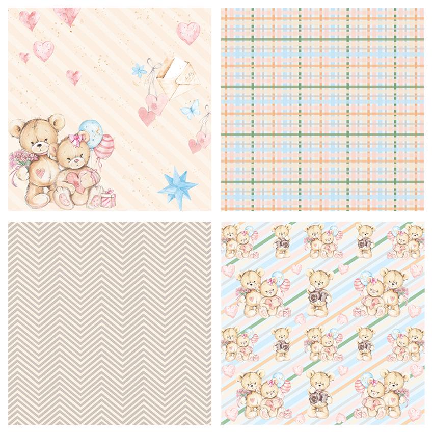 Бумага для скрапбукинга в стиле «Медвежонок» в детском стиле, упаковка из 24 листов, крафт-бумага ручной работы, фоновый коврик для рукоделия