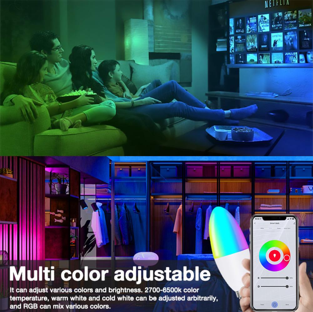 5 Вт Zigbee Smart Lamp Голосовое управление Smart Light Bulb для Alexa Google Home Yandex Alice Rgbcw E14 Led Bulb Smart Home Tuya Zigbee