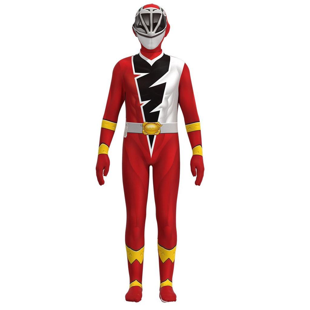 Red Green And Blue Kishiryu Sentai Ryusoulger Jumpsuit For Kids' Cosplay