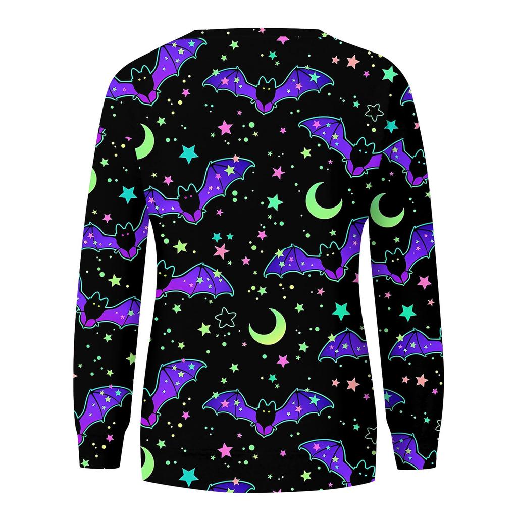 Женская мода пуловер с длинным рукавом толстовка повседневная футболка Хэллоуин с принтом свободный топ