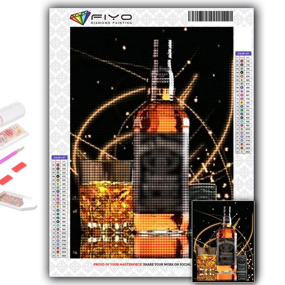 5D DIY Whiskey Cross Stitch Rhinestones Diamond Drawing Embroidery Mosaic Home Decor