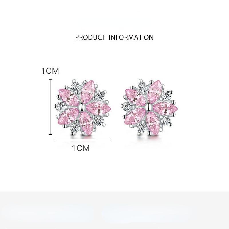 Sace Gems Copper Alloy Cherry Blossom Earrings Female Fashion Pink Crystal Earrings Simple and Sweet Ornaments