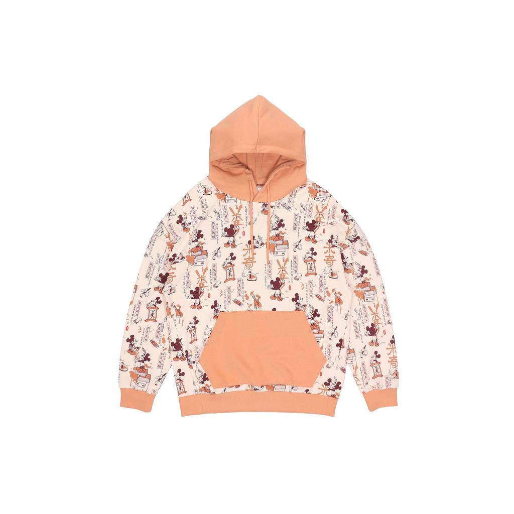Li-Ning Свободная толстовка с капюшоном X Disney Joint Fashion Series с принтом Микки, мужские топы, маниока-абрикос, AWDR133-1