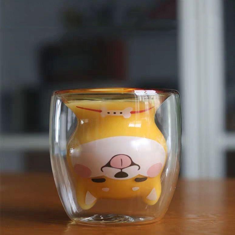 Прекрасная двойная стеклянная кружка Шиба-ину, творческая личность, 3D чашка для воды, кофейная чашка, чашка для молока, подарок