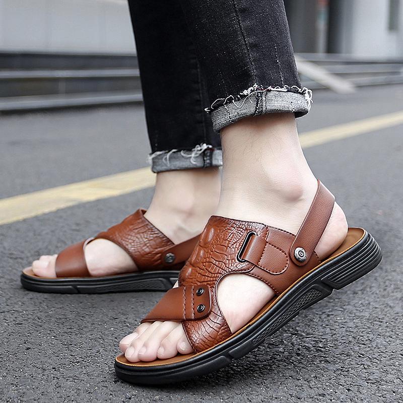 Модные мужские сандалии без застежек Летняя обувь для отдыха на пляже дышащая повседневная офисная работа Sandalen Non Slip Zapatillas Hombre Обувь мужская