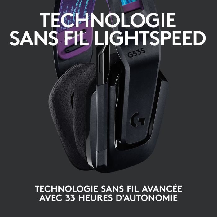 Casque gamer - Sans fil - Logitech G - G535 Lightspeed - PS5, PS4, PC, MAC - Noir