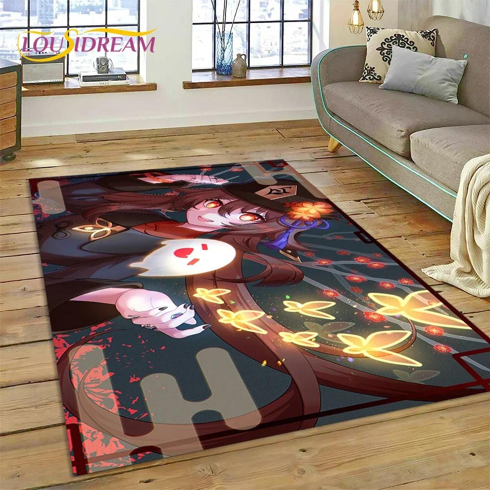Latest Genshin Impact Cartoon Game Carpet Rug for Bedroom Living Room Home Sofa Decoration,Children Game Large Decor Floor Mat