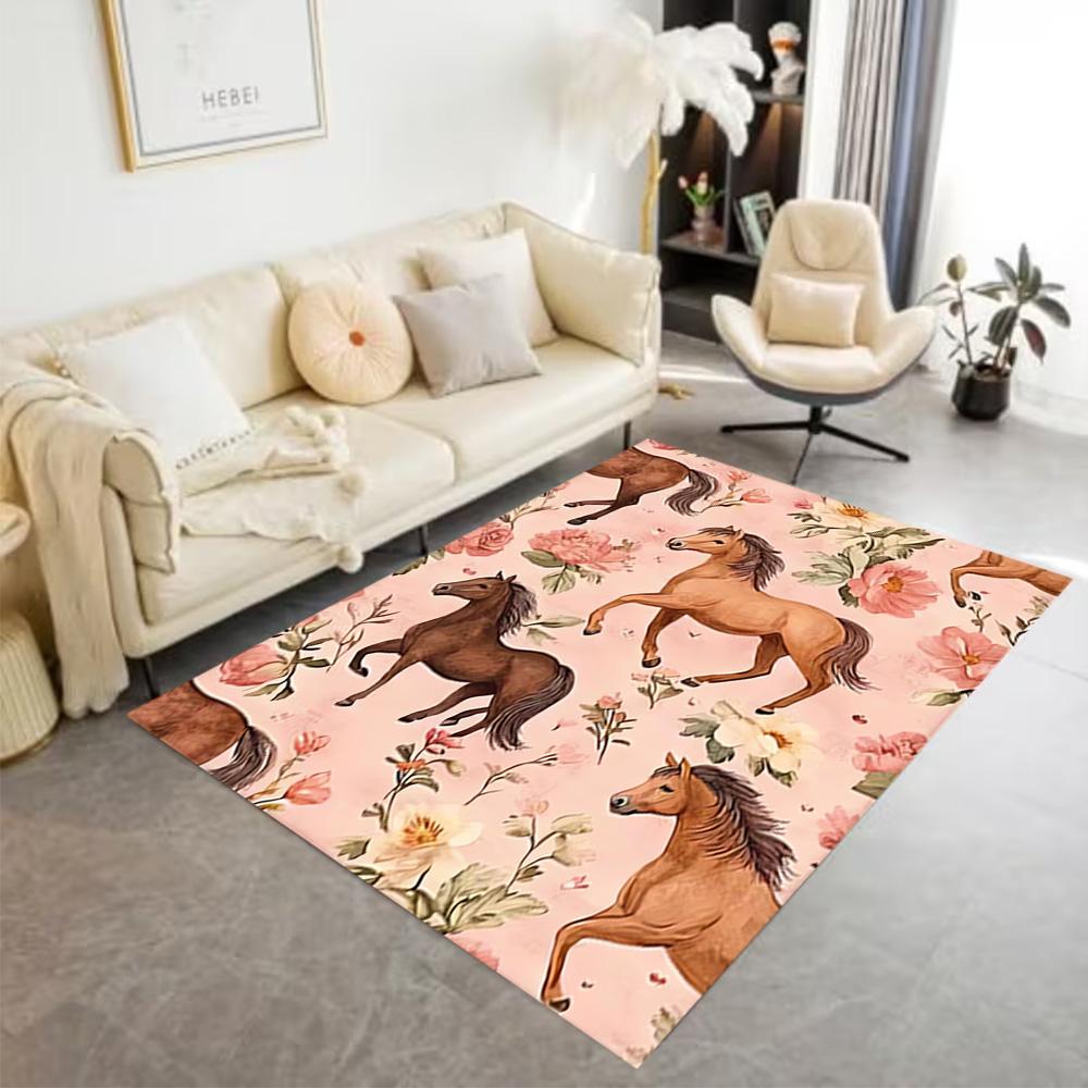 1pc Home Carpet with floral design rug non slip for office decor and bedroom gift ideas