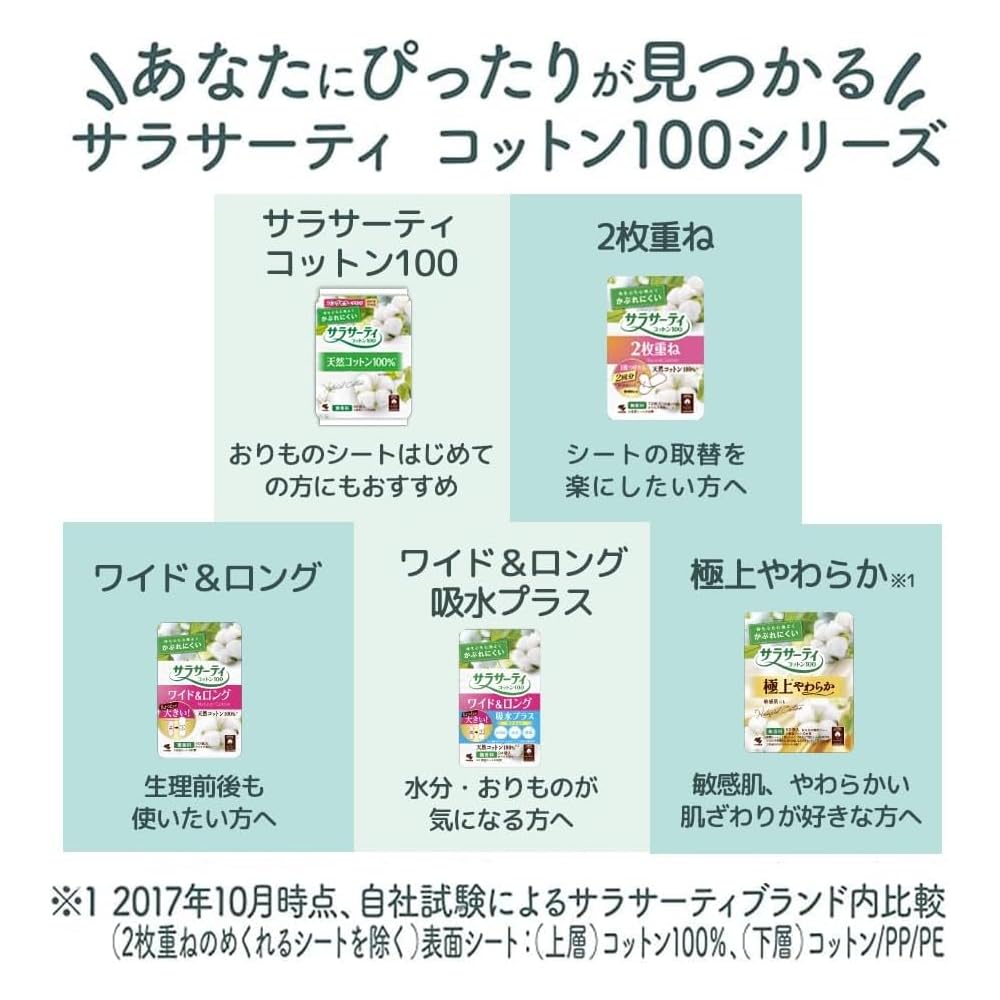 Japanese Product Sarasa Cotton 100 Unscented Panty Liners 112 pcs
