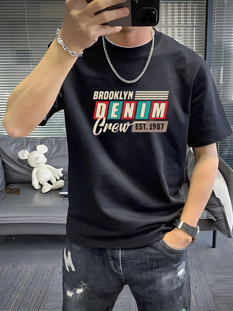 Мужская футболка с коротким рукавом из чистого хлопка в стиле ретро - 100% хлопок