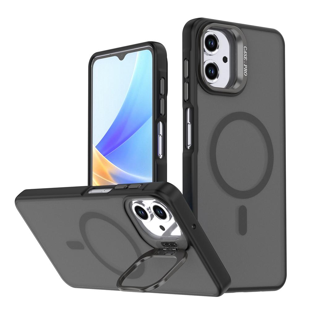 KEYSION Lens Stand Magnetic Phone Case for MagSafe for Samsung A07 4G Matte Translucent Shockproof Cover for Galaxy A06 4G 5G