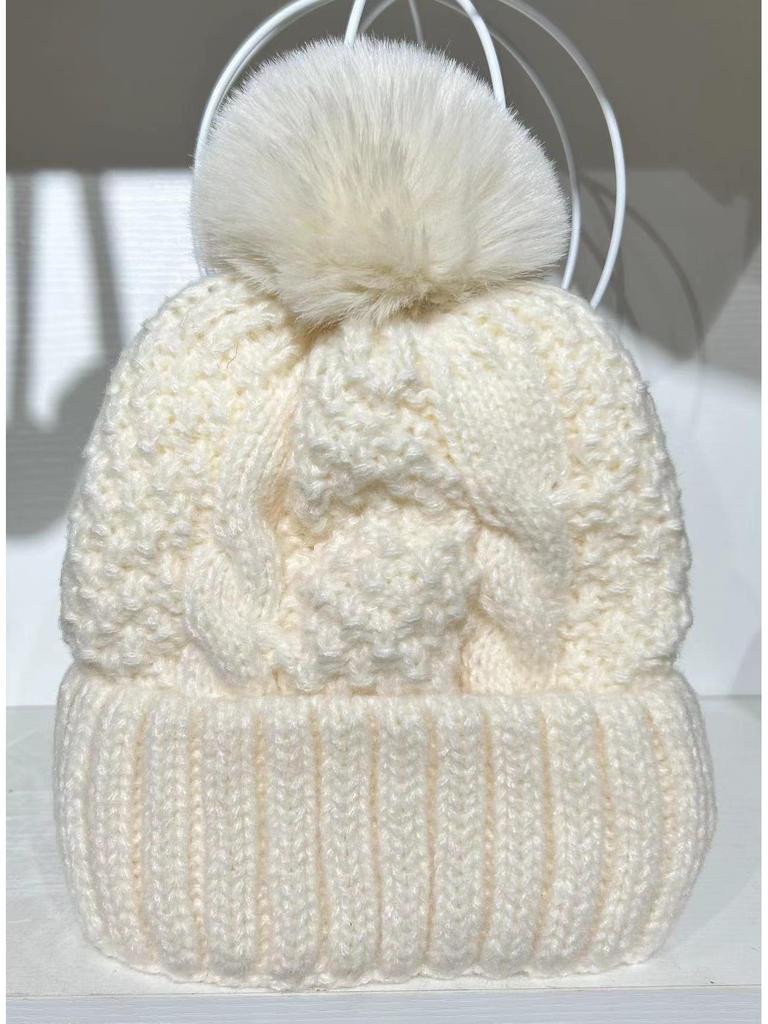 Children's Winter Wool Hat: Large Brim, Solid Color, Warm, Plus Velvet, European & American Style