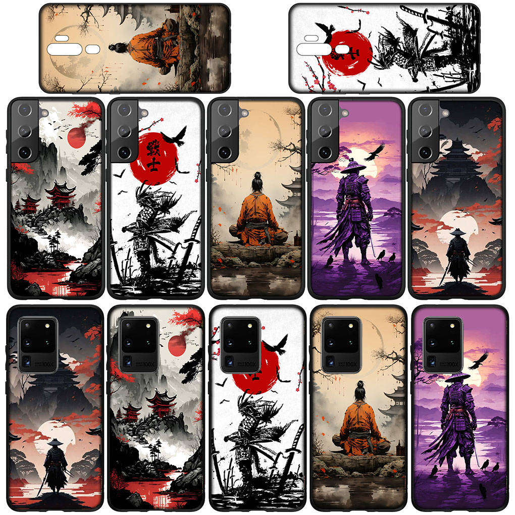 Чехол для iPhone 15 14 Xiaomi Redmi Note 13 12 11 Pro Max X 8 7 9 XR Samsung Galaxy S24 S23 OPPO A15 Huawei Japan Samurai Skeleton Ninja Bushido Case