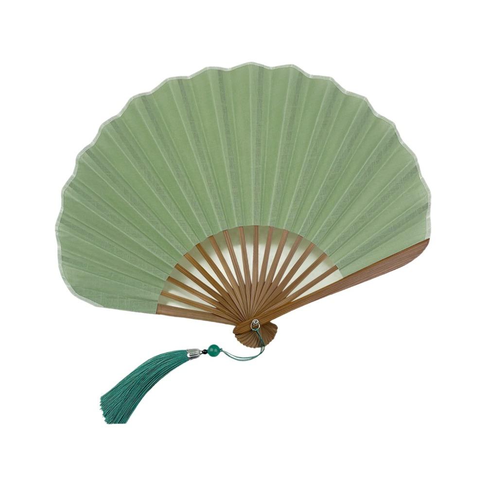 Bamboo Frame Folding Hand Fan Cotton Linen Cloth Retro Handheld Fan Dance Fan Chinese Style